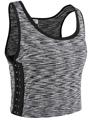 XUJI FTM Breathable Cotton Elastic Band Colors Chest Binder Tank Top (M-6XL) - Light Grey - 6X-Large