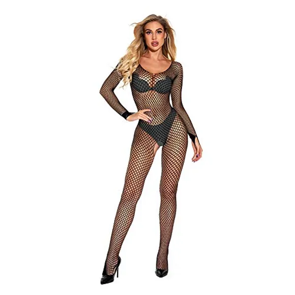 BUKINIE Women Sexy Lingerie for Sex, Lingerie Bodysuit Seductive Mesh Fishnet Skinny Bodysuits Nightwear Babydoll Temptation Suspender Body Stockings Lingerie Set