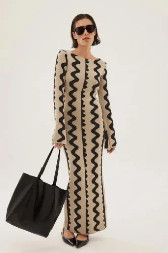 Wide Sleeve Knitted Maxi Dress