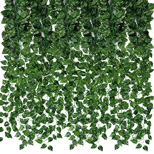 CEWOR 24 Pack 173ft Artificial Ivy Greenery Garland, Fake Vines Hanging Plants Backdrop for Room Bedroom Wall Decor, Green Leaves for Jungle Theme Party Wedding Decoration - A-24pcs of Vines