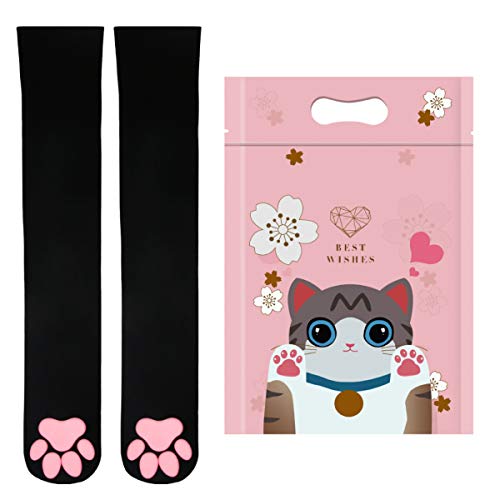 MRLMJ Thigh High Socks Cute Cat Paw Pad Socks for Girls 3D Kitten Claw Lolita Cosplay - Black-pink