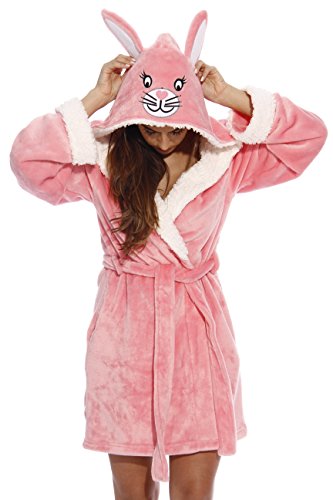 Just Love Critter Robe Sherpa Trim Velour Robes for Women - Medium - Bunny (Velour)