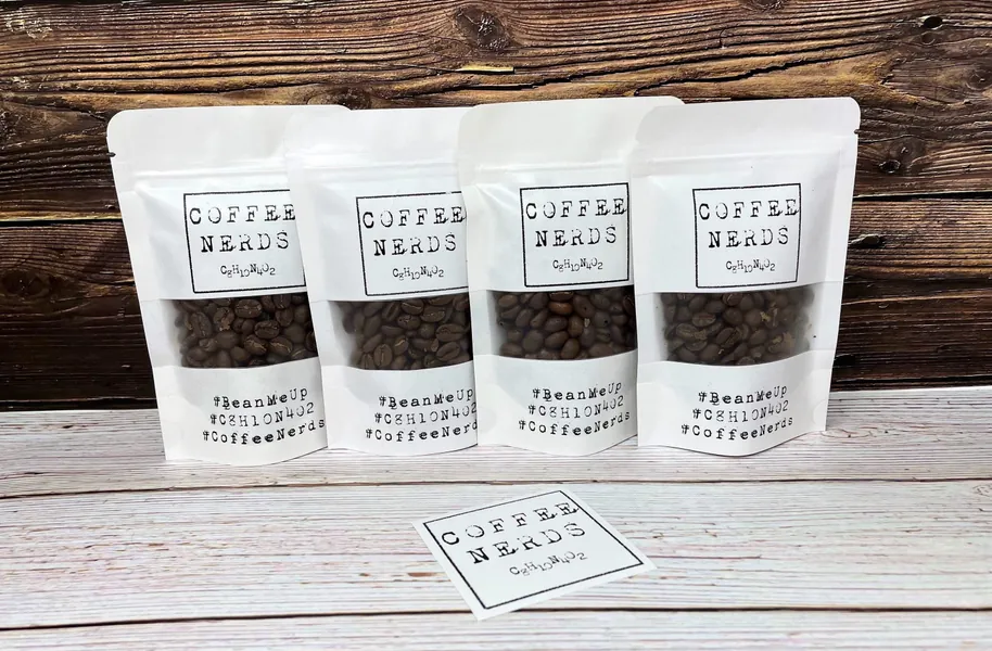 CoffeeNerds • Host Gift • 4 Pack Coffee Sampler • Gourmet Coffee Gift • Coffee Lover • Specialty Coffee • Wedding Housewarming • C8H10N4O2