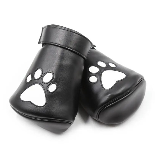Vegan Leather Puppy Paw Mittens in Red or White - White