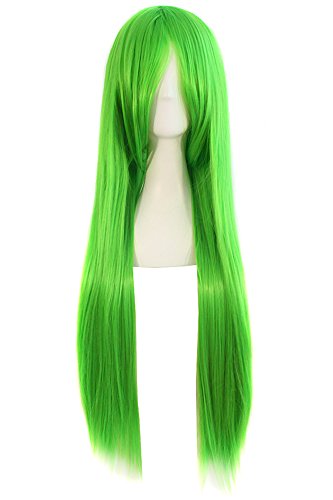 MapofBeauty 32" 80cm Long Straight Anime Costume Cosplay Wig Party Wig (Fluorescent Green) - Fluorescent Green