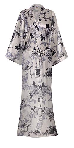 DandyChic Kimono Robes For Women Floral Long Lightweight Silky Sleepwear bridal Dressing Gown - X-Large-XX-Large - Beige