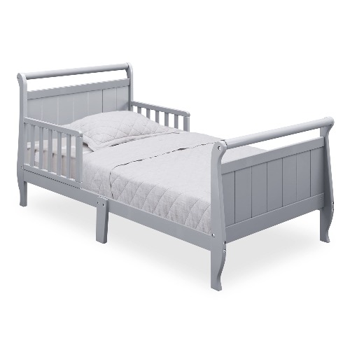 Delta Children Wood Sleigh Toddler Bed, Grey - Toddler Bed Grey
