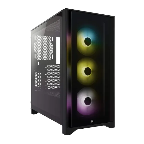 Corsair iCUE 4000X RGB Mid-Tower ATX PC Case - Black - Black