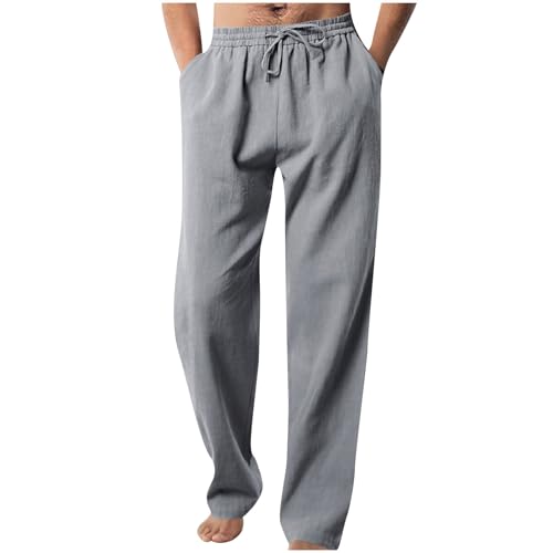 Herren Hose Lockere Loose Fit Sommerhose Casual Stretch Herrenhose Bequeme Jogginghose Sporthose Männer Freizeithose Stoffhose mit Elastischem Kordelzug - 4XL - Dunkelgrau