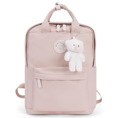 TIAASTAP Kawaii Rucksack Schule für Teenager Mädchen, Aesthetic School Bag Cute Backpack Wasserdicht Schulrucksack Mädchen Schultasche 14 Zoll Laptop Rucksack Kinderrucksack Schulranzen - Rosa