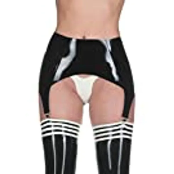 Latex Garter Belt for Stockings Classic Suspender Four Clips Black Customized 0.4mm