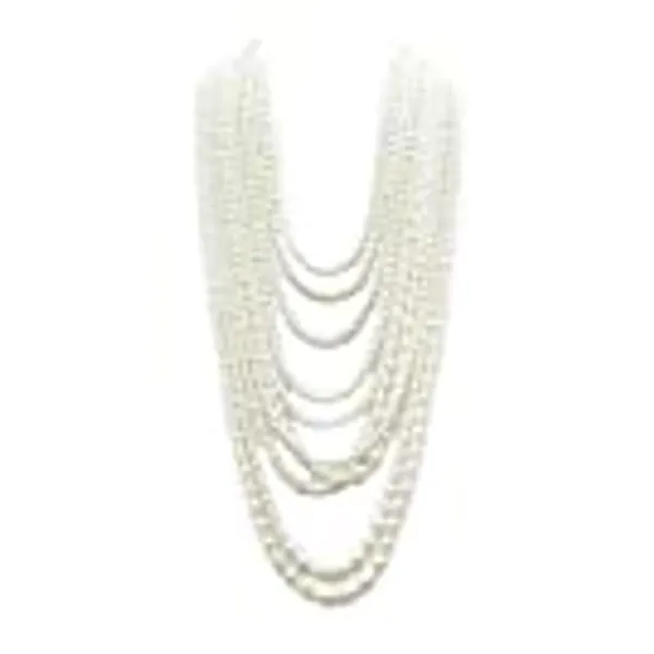 Fashion 21 Women's Ten Multi-Strand Simulated Pearl Statement Necklace and Earrings Set in Cream Color
