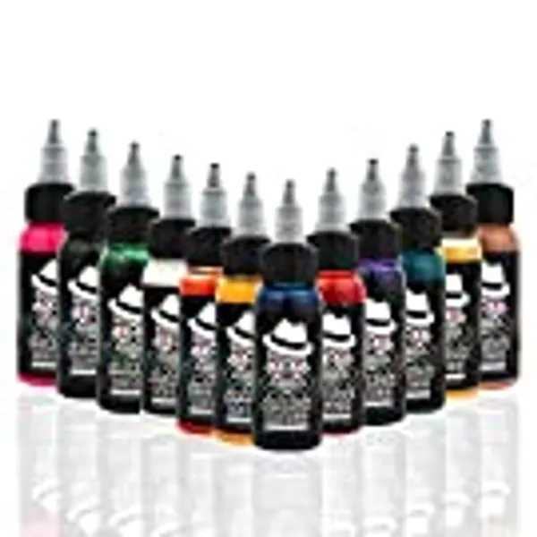 OPHIR 12x30ML/Bottle Airbrush Body Art Inks Pigment for Airbrushing Temporary Tattoo Airbrush Body Tattoo Colors