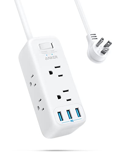 Anker USB Power Strip Surge Protector(300J), 5ft Extension Cord, Flat Plug, 331 Power Strip with 6 Outlets & 3 USB A Ports, Charging Station,for iPhone 15/15 Plus/15 Pro/15 Pro Max,TUV Listed - White