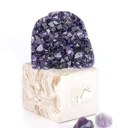 Deep Purple Project Amethyst Clusters Quartz Crystal Geode 1/2 Lb to 1 Lb Plus: Premium Gift Box Spiritual Healing Stone - 500 gr to 800 gr