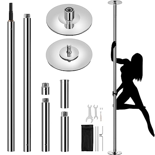 Yaheetech Dance Pole Portable Dancing Pole Height Adjustable 88.6''-108.1'' Static Spinning Pole for Apartment - Silver