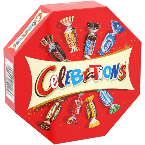 Celebrations Cadeau Chocolat, Assortiment de Snickers, Twix, Mars et autres - Boîte Octogonale de 186g