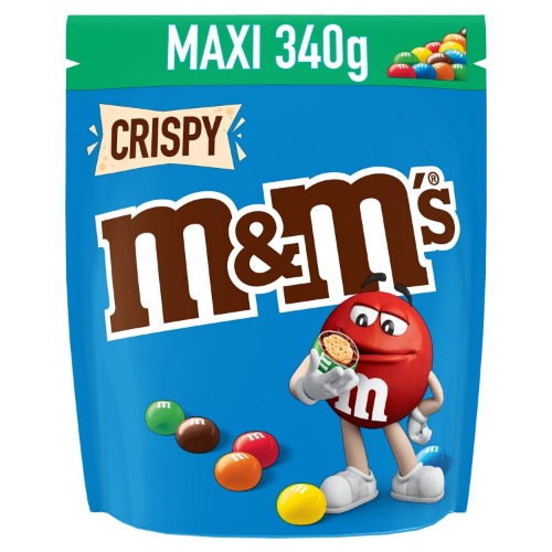 M&M's CRISPY - Billes au riz soufflé enrobé de chocolat au lait - Grand paquet à partager - Pochon de 340g (1 x 340g)