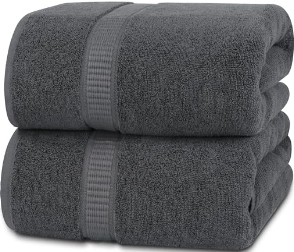 Utopia Towels - Premium Jumbo Bath Sheet (90 x 180 cm, 2 Pack) - 100% Ring Spun Cotton Highly Absorbent and Quick Dry Extra Large Bath Sheet - Super Soft Hotel Quality Towel (Grey) - 90 x 180 cm - Gray