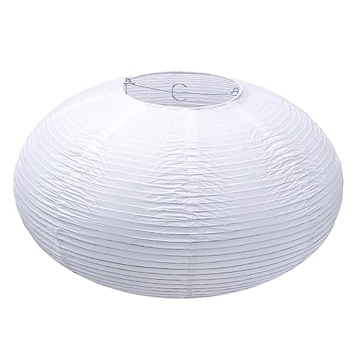 TopAAA White Round Paper lantern 16”, Chinese Japanese Pendant Hanging Lamp Shade Easy to assemble (White-16inch-2PCS) - White-16inch