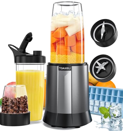 1300W Smoothies Blender, Personal Blender for Shakes and Smoothies with Ice Tray, 32 Oz *2 To-Go Cups, BPA Free (Gray) - Gray