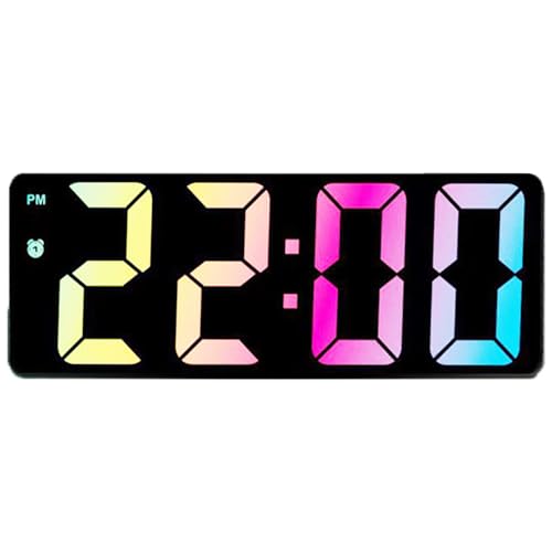 LED Digital Alarm Clock with Large Display, Voice Control, Temperature Date, Adjustable Brightness, 12/24H Display - USB and Battery Operated -Perfect Living Room, Office, Desk, Bedroom Decor - Colorful