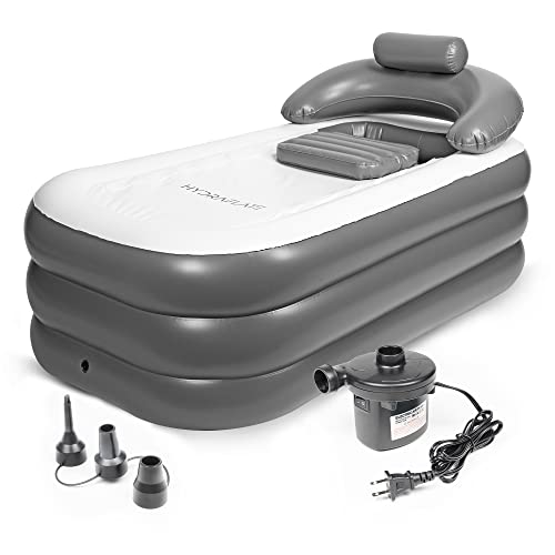 Hydraflate 63"x33" Inflatable Bathtub Adults, Cold Plunge Tub, Ice Bath Tub For Athletes, Foldable Bathtub, Portable Bathtub Adult, Collapsible Bathtub, Freestanding Bath for Indoor or Outdoor Use