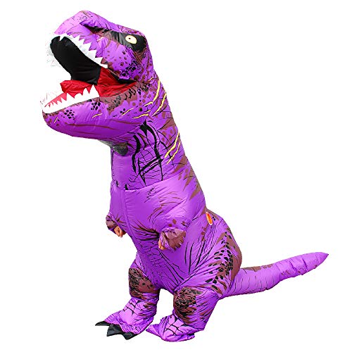 KOOYNN Adult Inflatable Dinosaur Costume Halloween Blow up T-rex Costumes for Adult Size - Purple
