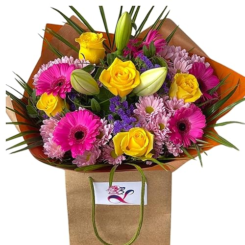 Spring Symphony Fresh Flowers Rose, lily, Gerbra, Unique Birthday Gift - Expressions of Love Arrangement Occasion for, Mum - Thank you- Celebrations, Mothers Day, Wedding
