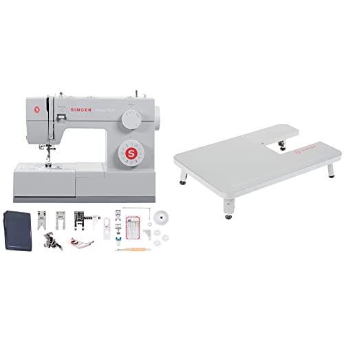 SINGER | 4423 Heavy Duty Sewing Machine, 97 Stitch Applications, Perfect For Experts & Beginners & 4411, 4423, 4432, and 4452 Mechanical Heavy Duty Sewing Machines Extension Table, Gray - 4423 Exclusive Bundle + Extension Table, Gray