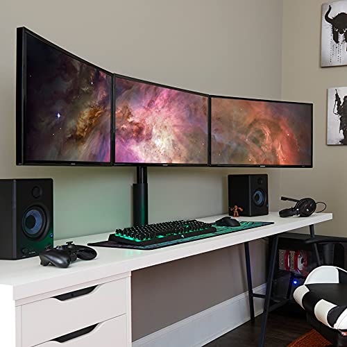 ECHOGEAR Triple Monitor Desk Mount Stand for Screens Up to 27" - Height-Adjustable for Comfortable Gaming &amp; Work - Works with 3 Vertical Or Horizontal Monitors - Perfect for Array-Style Gaming