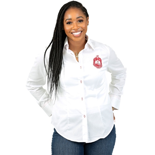 Delta White Crest Button Down | M