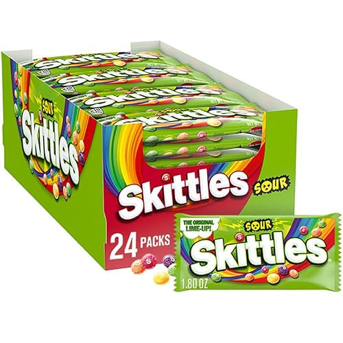 SKITTLES Sour Chewy Candy Bulk Pack, 1.8 oz (24 Full Size Packs) - Sours