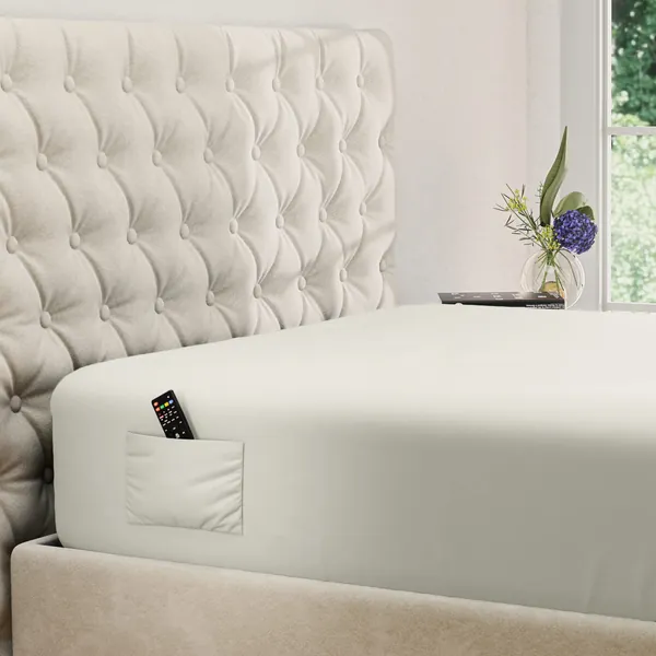 Extra Deep Pocket Fitted Sheet Deep Pocket Fitted Sheet Only - Up to 21 Inch Mattress Sheet King Size Fitted Sheet, Ivory