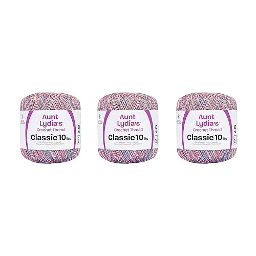 Aunt Lydia Classic Pastels Crochet - 3 Pack of 300y/274m - Cotton - Gauge 10 - Crochet - Pastels - 300y/274m - Classic