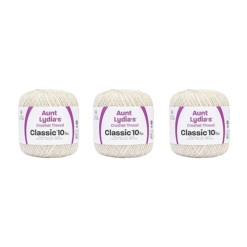 Aunt Lydia Classic Crochet - 3 Pack of 350y/320m - Antique White - Antique White - 350y/320m - Classic Crochet