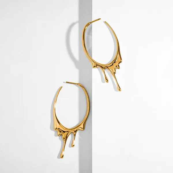 Dripping Oval M | Gold | Earrings | Default Title