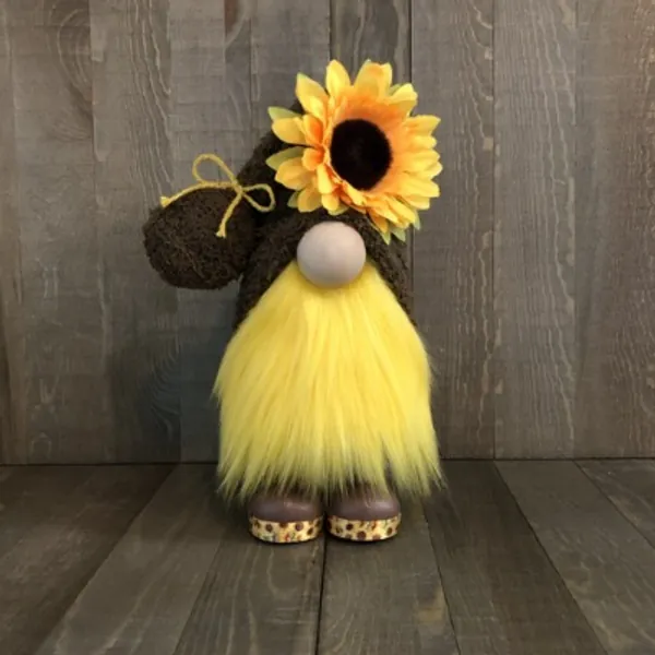 Brown Sunflower Gnome with Boots  | Wendy's Gnome Shop