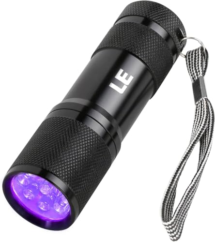 Lighting EVER Black Light Flashlight, Small UV Lights 395nm, Portable Ultraviolet Light Detector for Invisible Ink Pens, Dog Cat Pet Urine Stain, AAA Batteries Included - 1