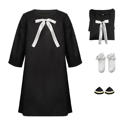 Anya Forger Cosplay,Anya Cosplay Costume,Anya Black Dress Uniform Outfit for Halloween - Black Adlut Dress - Large