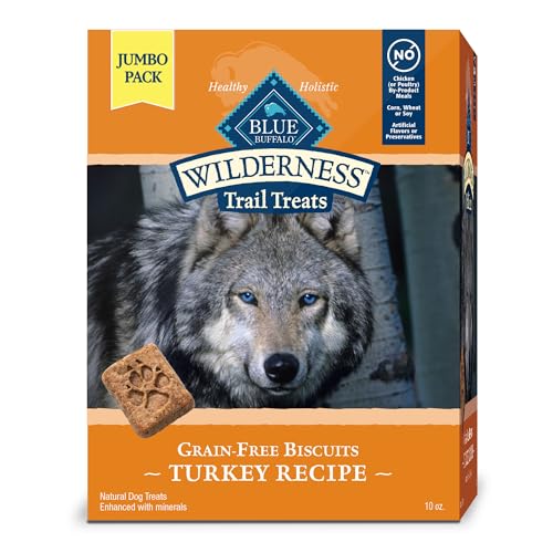 Blue Buffalo Wilderness Trail Treats High Protein Grain Free Dog Biscuits Crunchy Dog Treats, Turkey Recipe, 10-oz Bag - Turkey - 10 Ounce (Pack of 1)