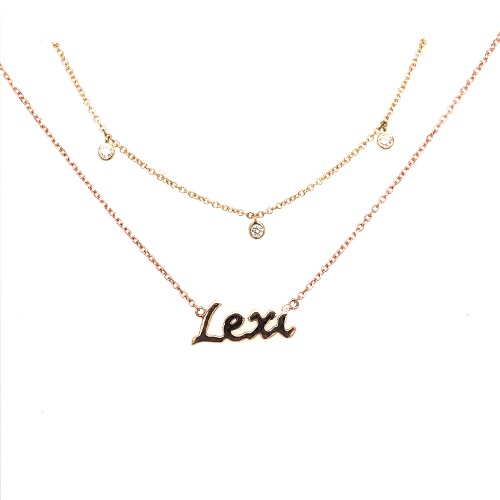 14K Gold or 18K Gold Nameplate Necklace by Alexis Jae