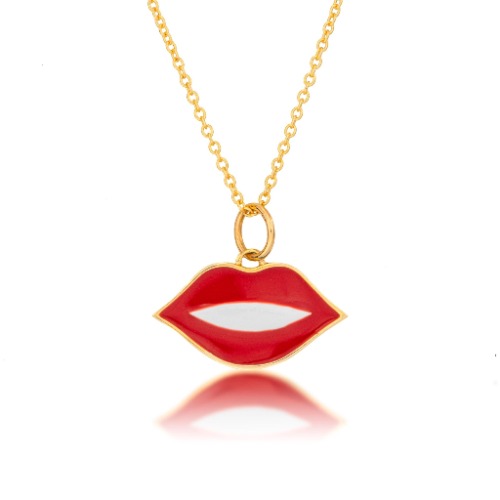 Gold Lip Necklace - 14K White Gold