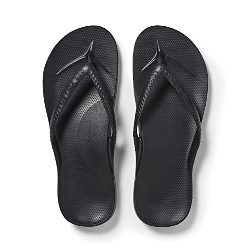 ARCHIES Footwear - Flip Flop Sandals – Offering Great Arch Support and Comfort - 11 Women/10 Men - Black