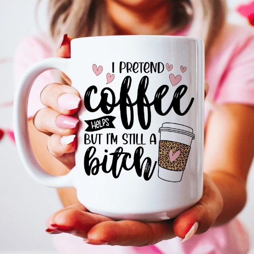 I Pretend Coffee Ceramic Mug 15 oz - White / One Size