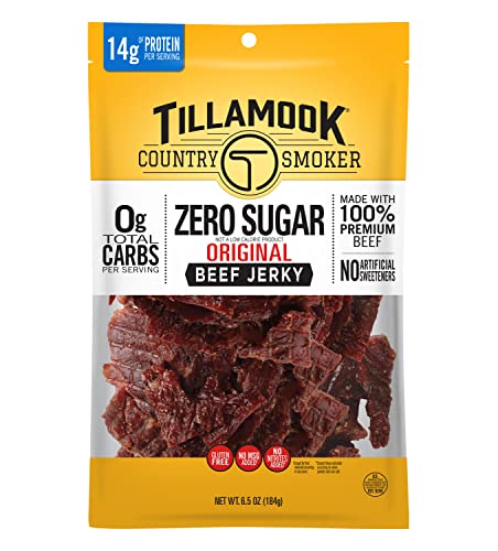 Tillamook Country Smoker Keto Friendly Zero Sugar Beef Jerky, Original, 6.5 Ounce - Original - 6.5 Ounce (Pack of 1)