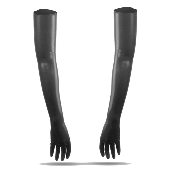 LatexDreamwear – 100% latex rubber gloves super long black dipped 0.4 latex gloves item no. 511-05000410