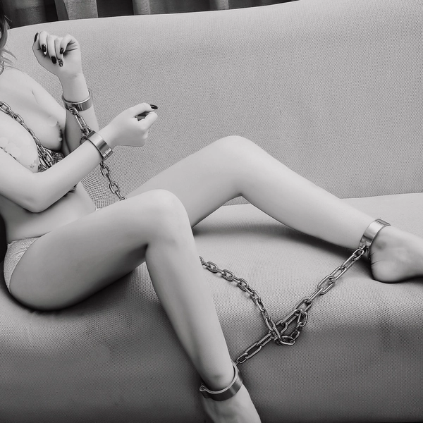 Bondage Restraints - Full Chained Set, Smooth and Secure, Stainless Steel Chain and Bands, Sex, BDSM