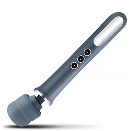 Cordless Electric Massager with 10 Powerful Vibrations, MANFLY Rechargeable Handheld Back Massager (Grey)
