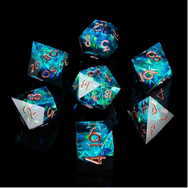 Sharp Edge DND Dice Set Handmade 7 Accessories Dice for Dungeons and Dragons TTRPG Games, Multi-Sided RPG Polyhedral Resin Sharp Edge Dice Roleplaying Games Shadowrun Pathfinder MTG(Green Brown), Accessories - Amazon Canada - 